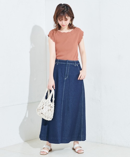 natural couture（ナチュラルクチュール）の「衿ぐりお花刺繍お上品ニット（ニット/セーター・レディース・ブラック/ミント/ラベンダー/キャメル・FREE）」の14枚目の写真