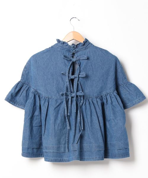 rps（アールピーエス）の「バックリボンボリュームブラウス（シャツ/ブラウス・レディース・ライトブルー/ブルー・M）」の3枚目の写真