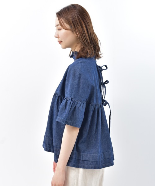 rps（アールピーエス）の「バックリボンボリュームブラウス（シャツ/ブラウス・レディース・ライトブルー/ブルー・M）」の8枚目の写真