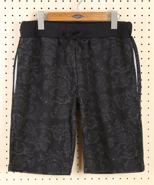 OUTDOOR PRODUCTS(アウトドアプロダクツ)の「【OUTDOOR PRODUCTS】総柄ショーツ 裏毛プリント ウェストリブ仕様(スウェットパンツ・メンズ・ホワイト/ブラック/グリーン/カーキ/ライトブルー/ネイビー/グレー/スミクロ/ブルー/レッド・LARGE/MEDIUM/X-LARGE/SMALL)」の3枚目の写真
