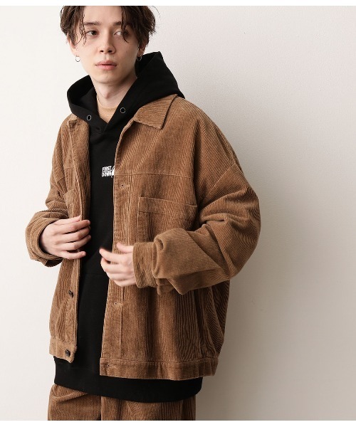JUNRED（ジュンレッド）の「【セットアップ可能】コーデュロイショートブルゾン（ブルゾン・メンズ・ブラック/ベージュ/ブルー・S/M/L）」の2枚目の写真