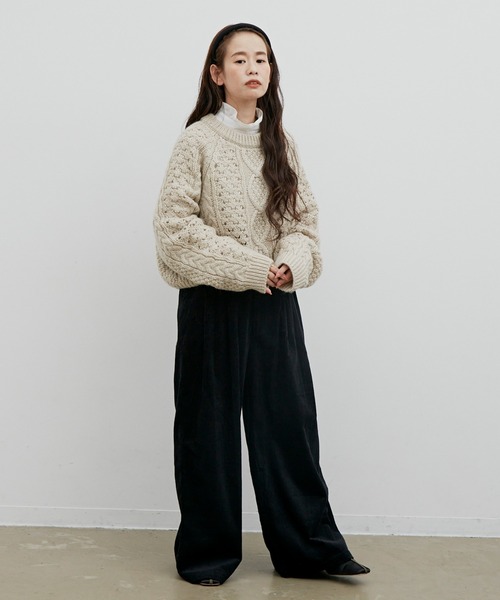 Libra Cue（リブラ キュー）の「Libra リラックスコーデュロイパンツ（スラックス・レディース・ホワイト/ブラック/グレー・FREE）」の14枚目の写真