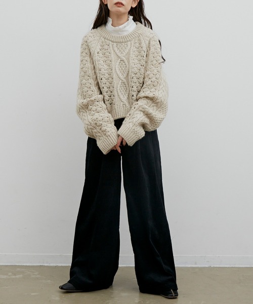 Libra Cue（リブラ キュー）の「Libra リラックスコーデュロイパンツ（スラックス・レディース・ホワイト/ブラック/グレー・FREE）」の15枚目の写真