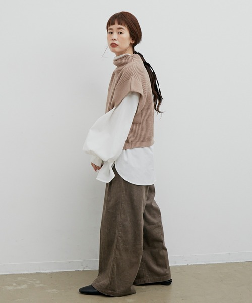 Libra Cue（リブラ キュー）の「Libra リラックスコーデュロイパンツ（スラックス・レディース・ホワイト/ブラック/グレー・FREE）」の9枚目の写真