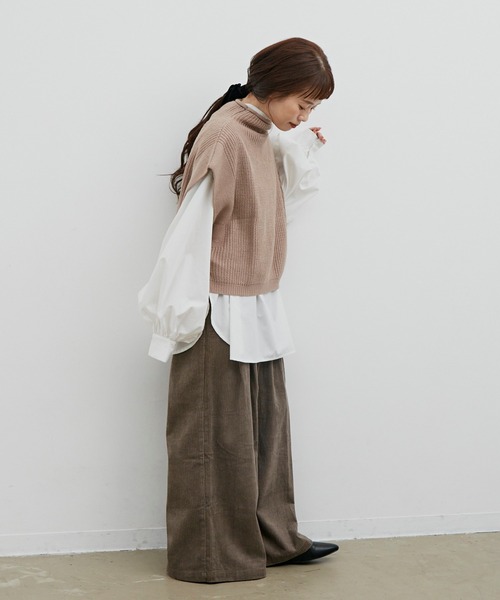 Libra Cue（リブラ キュー）の「Libra リラックスコーデュロイパンツ（スラックス・レディース・ホワイト/ブラック/グレー・FREE）」の12枚目の写真