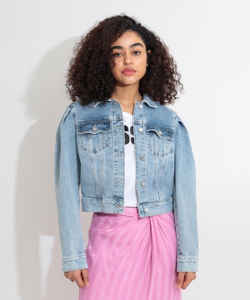 Guess（ゲス）の「80s Teddy Denim Jacket（デニムジャケット・レディース・ライトインディゴブルー・X-SMALL/SMALL/MEDIUM/LARGE）」の2枚目の写真