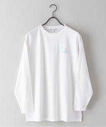 JEANS MATE（ジーンズメイト）の「ワンポイントロゴロンＴ　袖ラインテープロンＴ（Tシャツ/カットソー・レディース）」
