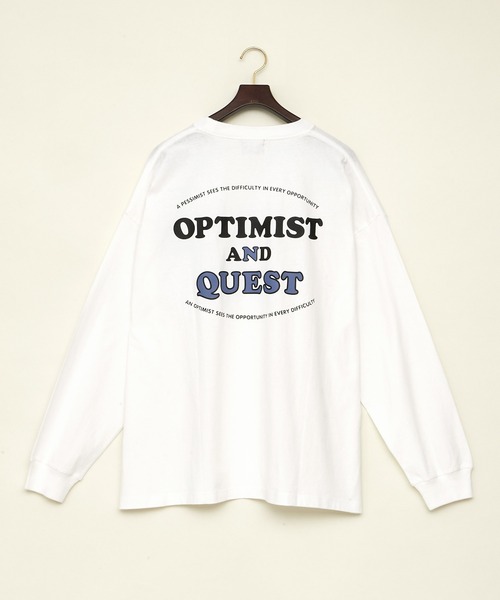EMMA CLOTHES(エマクローズ)の「ビッグシルエット コットン天竺イラストデザインL/Sカットソー(EMMA CLOTHES - OPTIMIST AND QUEST)(Tシャツ/カットソー・メンズ・パープル系その他/チャコールグレー/ホワイト・L/M)」の5枚目の写真