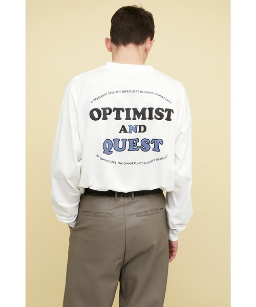 EMMA CLOTHES(エマクローズ)の「ビッグシルエット コットン天竺イラストデザインL/Sカットソー(EMMA CLOTHES - OPTIMIST AND QUEST)(Tシャツ/カットソー・メンズ・パープル系その他/チャコールグレー/ホワイト・L/M)」の10枚目の写真