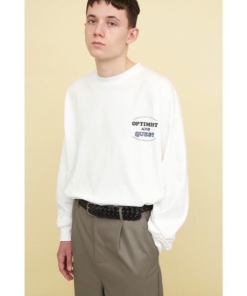 EMMA CLOTHES(エマクローズ)の「ビッグシルエット コットン天竺イラストデザインL/Sカットソー(EMMA CLOTHES - OPTIMIST AND QUEST)(Tシャツ/カットソー・メンズ・パープル系その他/チャコールグレー/ホワイト・L/M)」の12枚目の写真