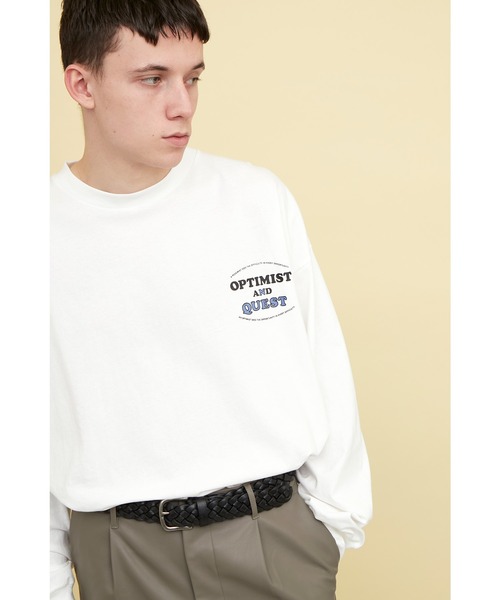 EMMA CLOTHES(エマクローズ)の「ビッグシルエット コットン天竺イラストデザインL/Sカットソー(EMMA CLOTHES - OPTIMIST AND QUEST)(Tシャツ/カットソー・メンズ・パープル系その他/チャコールグレー/ホワイト・L/M)」の13枚目の写真