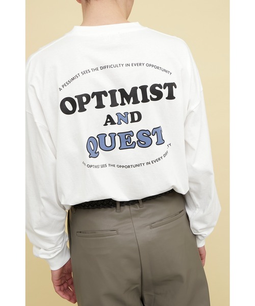 EMMA CLOTHES(エマクローズ)の「ビッグシルエット コットン天竺イラストデザインL/Sカットソー(EMMA CLOTHES - OPTIMIST AND QUEST)(Tシャツ/カットソー・メンズ・パープル系その他/チャコールグレー/ホワイト・L/M)」の14枚目の写真
