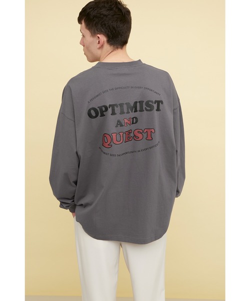 EMMA CLOTHES(エマクローズ)の「ビッグシルエット コットン天竺イラストデザインL/Sカットソー(EMMA CLOTHES - OPTIMIST AND QUEST)(Tシャツ/カットソー・メンズ・パープル系その他/チャコールグレー/ホワイト・L/M)」の18枚目の写真