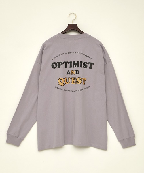 EMMA CLOTHES(エマクローズ)の「ビッグシルエット コットン天竺イラストデザインL/Sカットソー(EMMA CLOTHES - OPTIMIST AND QUEST)(Tシャツ/カットソー・メンズ・パープル系その他/チャコールグレー/ホワイト・L/M)」の9枚目の写真
