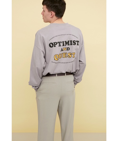 EMMA CLOTHES(エマクローズ)の「ビッグシルエット コットン天竺イラストデザインL/Sカットソー(EMMA CLOTHES - OPTIMIST AND QUEST)(Tシャツ/カットソー・メンズ・パープル系その他/チャコールグレー/ホワイト・L/M)」の21枚目の写真