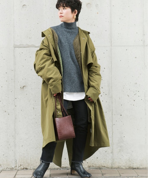 Ambre Neige（アンブルネージュ）の「キルティングライナー付きタックスリーブモッズコート／【WEB/EC限定商品】（モッズコート・レディース・ブラック/ベージュ/カーキ・FREE）」の14枚目の写真