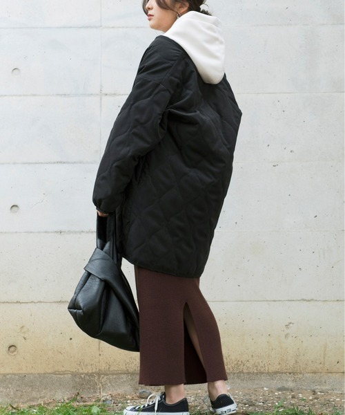 Ambre Neige（アンブルネージュ）の「キルティングライナー付きタックスリーブモッズコート／【WEB/EC限定商品】（モッズコート・レディース・ブラック/ベージュ/カーキ・FREE）」の6枚目の写真