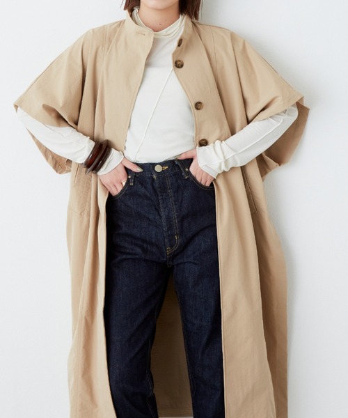 Aunt Marie's（アントマリーズ）の「ロングトレンチポンチョ（トレンチコート・レディース・ベージュ/ブラック/グレイッシュベージュ・FREE）」の14枚目の写真