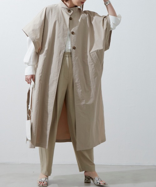 Aunt Marie's（アントマリーズ）の「ロングトレンチポンチョ（トレンチコート・レディース・ベージュ/ブラック/グレイッシュベージュ・FREE）」の20枚目の写真