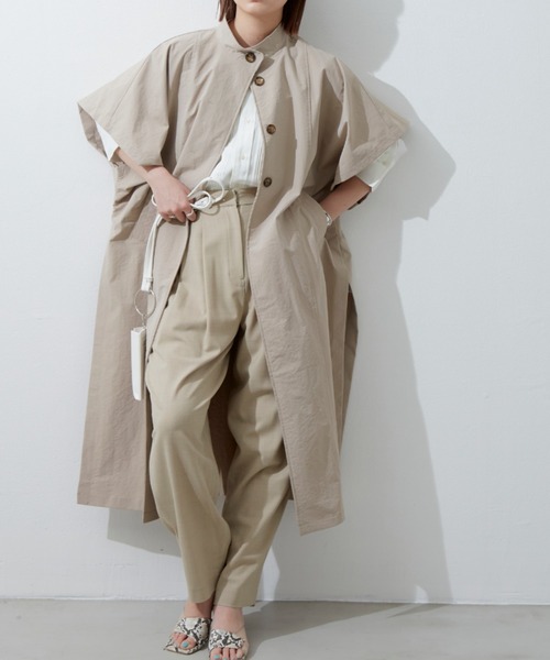 Aunt Marie's（アントマリーズ）の「ロングトレンチポンチョ（トレンチコート・レディース・ベージュ/ブラック/グレイッシュベージュ・FREE）」の21枚目の写真