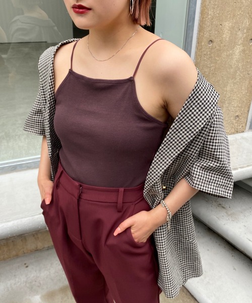 WHO'S WHO gallery（フーズフーギャラリー）の「リブキャミ（キャミソール・レディース・ブラック/グレー/オフホワイト/ベージュ系その他/サックスブルー/ホワイト/グレー系その他/ブラック系その他/グリーン/ブラウン・FREE）」の7枚目の写真