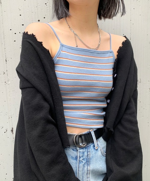 WHO'S WHO gallery（フーズフーギャラリー）の「リブキャミ（キャミソール・レディース・ブラック/グレー/オフホワイト/ベージュ系その他/サックスブルー/ホワイト/グレー系その他/ブラック系その他/グリーン/ブラウン・FREE）」の10枚目の写真