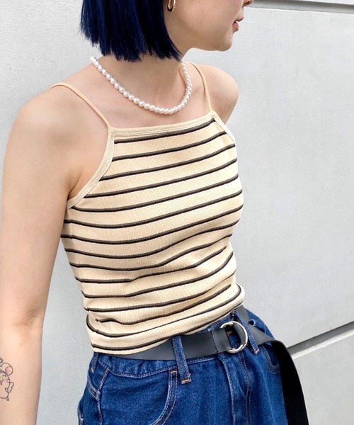 WHO'S WHO gallery（フーズフーギャラリー）の「リブキャミ（キャミソール・レディース・ブラック/グレー/オフホワイト/ベージュ系その他/サックスブルー/ホワイト/グレー系その他/ブラック系その他/グリーン/ブラウン・FREE）」の15枚目の写真