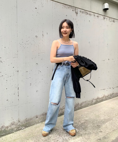 WHO'S WHO gallery（フーズフーギャラリー）の「リブキャミ（キャミソール・レディース・ブラック/グレー/オフホワイト/ベージュ系その他/サックスブルー/ホワイト/グレー系その他/ブラック系その他/グリーン/ブラウン・FREE）」の11枚目の写真