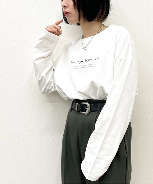 apres jour mignon(アプレジュールミニョン)の「シンプルロゴロンT【ZOZOTOWN限定アイテム】(Tシャツ/カットソー・レディース・アイボリー/ブラック/オフホワイト・X-LARGE/フリー)」の6枚目の写真