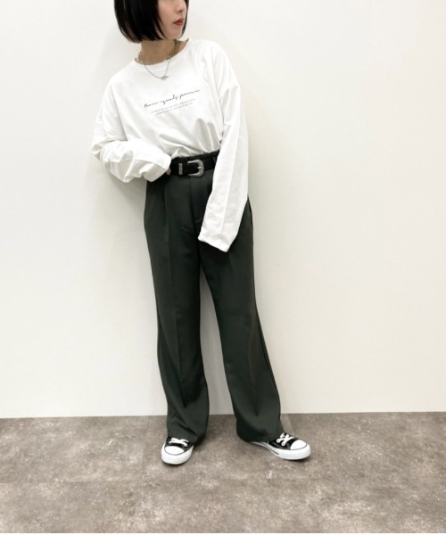 apres jour mignon(アプレジュールミニョン)の「シンプルロゴロンT【ZOZOTOWN限定アイテム】(Tシャツ/カットソー・レディース・アイボリー/ブラック/オフホワイト・X-LARGE/フリー)」の8枚目の写真
