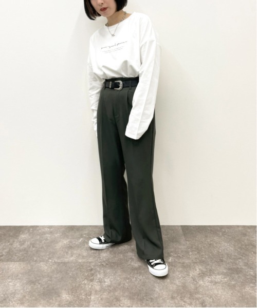 apres jour mignon(アプレジュールミニョン)の「シンプルロゴロンT【ZOZOTOWN限定アイテム】(Tシャツ/カットソー・レディース・アイボリー/ブラック/オフホワイト・X-LARGE/フリー)」の9枚目の写真
