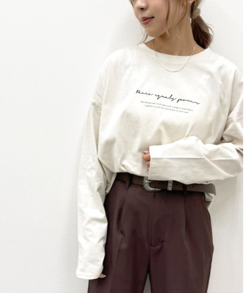 apres jour mignon(アプレジュールミニョン)の「シンプルロゴロンT【ZOZOTOWN限定アイテム】(Tシャツ/カットソー・レディース・アイボリー/ブラック/オフホワイト・X-LARGE/フリー)」の10枚目の写真