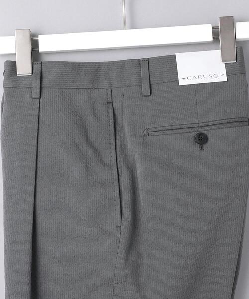＜CARUSO（カルーゾ）＞ シアサッカー 1プリーツ パンツ