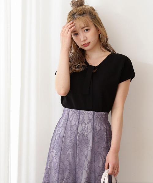 PROPORTION BODY DRESSING（プロポーションボディドレッシング）の「フレンチスリーブボウタイニット / 1211170410（ニット/セーター・レディース・ブラック/グレー・MEDIUM/SMALL）」の9枚目の写真