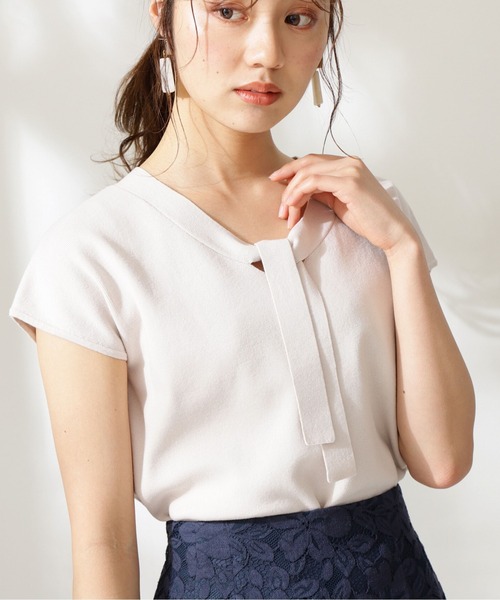 PROPORTION BODY DRESSING（プロポーションボディドレッシング）の「フレンチスリーブボウタイニット / 1211170410（ニット/セーター・レディース・ブラック/グレー・MEDIUM/SMALL）」の5枚目の写真