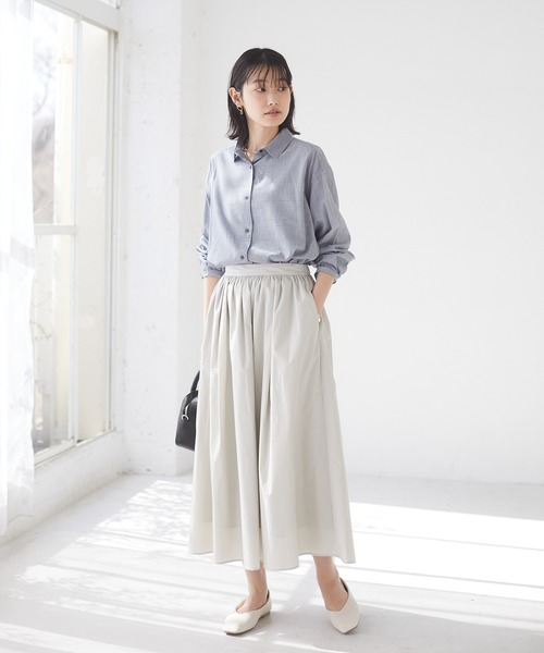 CRAFT STANDARD BOUTIQUE(クラフトスタンダードブティック)の「綿ブロードギャザースカート② *◇(スカート・レディース・ブルー系その他4/ライトグレー・MEDIUM/LARGE)」の3枚目の写真