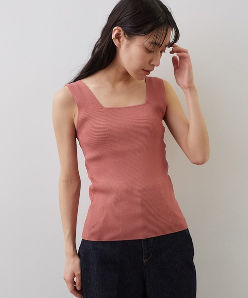 SALON adam et rope'(サロン アダム エ ロペ)の「UVケアマシンウォッシャブルスクエアタンクトップ(タンクトップ・レディース・ダークブラウン/グリーン/ベージュ/ピンク・FREE)」の18枚目の写真