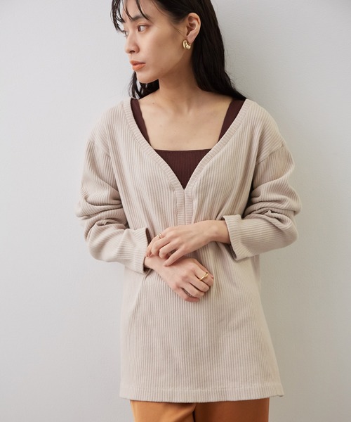 SALON adam et rope'(サロン アダム エ ロペ)の「UVケアマシンウォッシャブルスクエアタンクトップ(タンクトップ・レディース・ダークブラウン/グリーン/ベージュ/ピンク・FREE)」の13枚目の写真