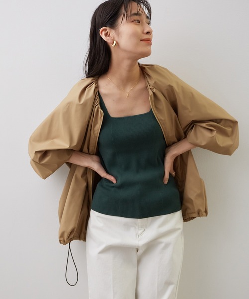 SALON adam et rope'(サロン アダム エ ロペ)の「UVケアマシンウォッシャブルスクエアタンクトップ(タンクトップ・レディース・ダークブラウン/グリーン/ベージュ/ピンク・FREE)」の6枚目の写真