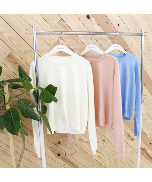 MODE ROBE(モードローブ)の「シンプルカラーニット(ニット/セーター・レディース・ピンク/ブルー/アイボリー・FREE)」の8枚目の写真