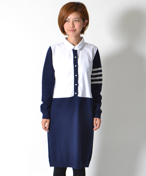 AMERICAN RAG CIE（アメリカンラグシー）の「【オンライン限定】ニット×布帛シャツワンピース/212-LAN-L142W-B3795（ワンピース・レディース・ブラック/チャコールグレー/ブルー系その他・FREE）」の3枚目の写真