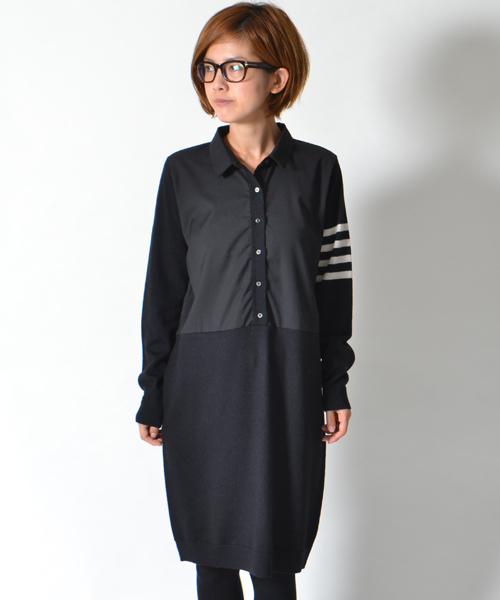 AMERICAN RAG CIE（アメリカンラグシー）の「【オンライン限定】ニット×布帛シャツワンピース/212-LAN-L142W-B3795（ワンピース・レディース・ブラック/チャコールグレー/ブルー系その他・FREE）」の2枚目の写真