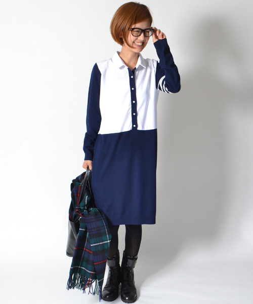 AMERICAN RAG CIE（アメリカンラグシー）の「【オンライン限定】ニット×布帛シャツワンピース/212-LAN-L142W-B3795（ワンピース・レディース・ブラック/チャコールグレー/ブルー系その他・FREE）」の19枚目の写真