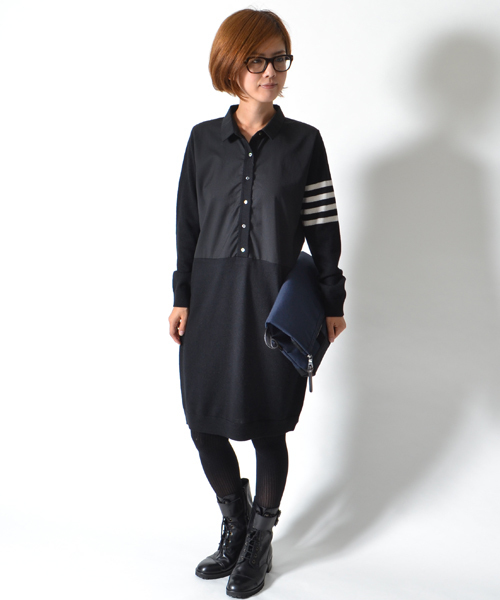 AMERICAN RAG CIE（アメリカンラグシー）の「【オンライン限定】ニット×布帛シャツワンピース/212-LAN-L142W-B3795（ワンピース・レディース・ブラック/チャコールグレー/ブルー系その他・FREE）」の11枚目の写真