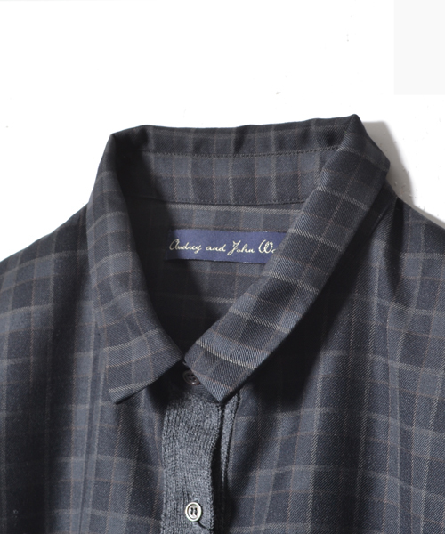 AMERICAN RAG CIE（アメリカンラグシー）の「【オンライン限定】ニット×布帛シャツワンピース/212-LAN-L142W-B3795（ワンピース・レディース・ブラック/チャコールグレー/ブルー系その他・FREE）」の4枚目の写真