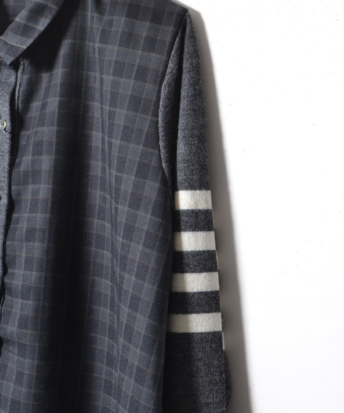 AMERICAN RAG CIE（アメリカンラグシー）の「【オンライン限定】ニット×布帛シャツワンピース/212-LAN-L142W-B3795（ワンピース・レディース・ブラック/チャコールグレー/ブルー系その他・FREE）」の6枚目の写真