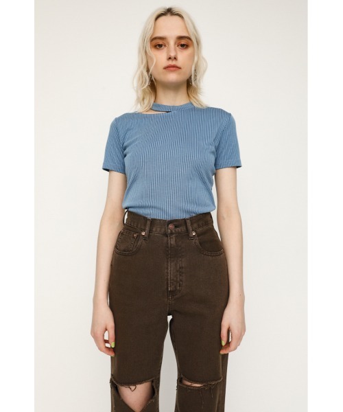 SLY(スライ)の「CUTTING NECK TOPS カッティングネック トップス(Tシャツ/カットソー・レディース・アイボリー/ブルー/ブラック・FREE)」の12枚目の写真