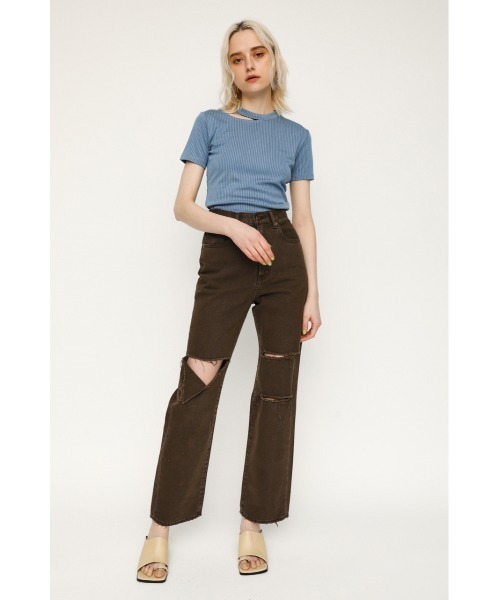 SLY(スライ)の「CUTTING NECK TOPS カッティングネック トップス(Tシャツ/カットソー・レディース・アイボリー/ブルー/ブラック・FREE)」の5枚目の写真