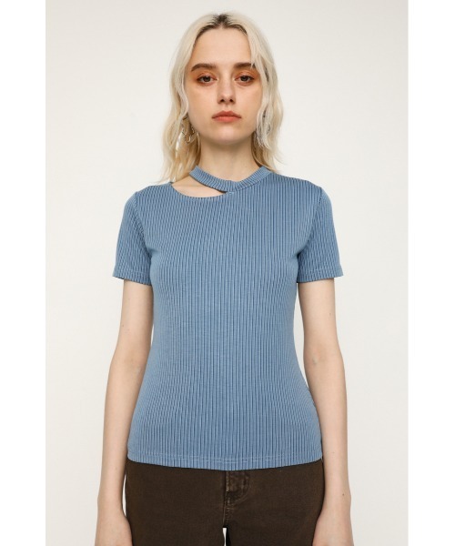 SLY(スライ)の「CUTTING NECK TOPS カッティングネック トップス(Tシャツ/カットソー・レディース・アイボリー/ブルー/ブラック・FREE)」の10枚目の写真