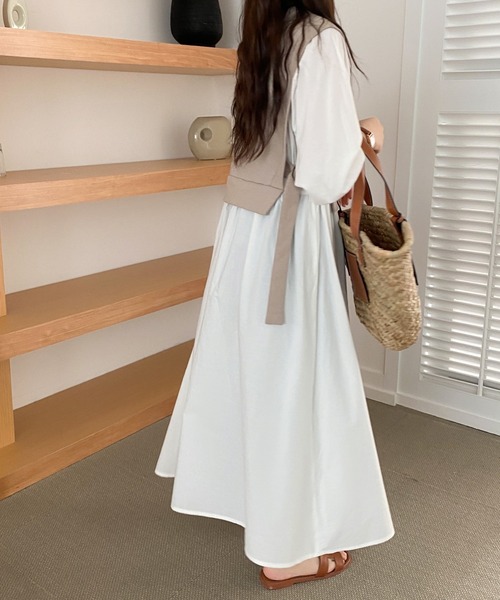 ABITOKYO（アビトーキョー）の「レイヤード風カットドッキングシャツワンピース（ワンピース・レディース・ベージュ/ライトグリーン/パープル/サックスブルー/ネイビー/キナリ/ブラック・FREE）」の8枚目の写真